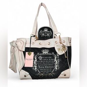 Juicy Couture “Juicy Tale” Daydreamer Tote with Matching Wallet, black/pink